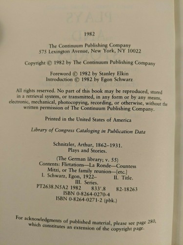 PLAYS and STORIES. ARTHUR SCHNITZLER 1982. 1ST ed. HCDJ. Continuum +News Article - Picture 7 of 11