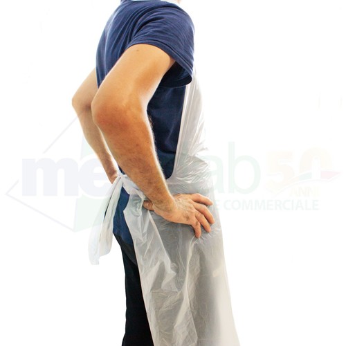 Grembiule Monouso Bianco Universale In PE 110 x 70 Cm Confezione Da 100 Pezzi - Foto 3 di 3