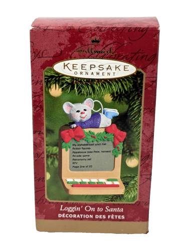 Hallmark Keepsake Ornament LOGGIN' ON TO SANTA Mouse 2000 QX8224 Retired - Picture 1 of 7