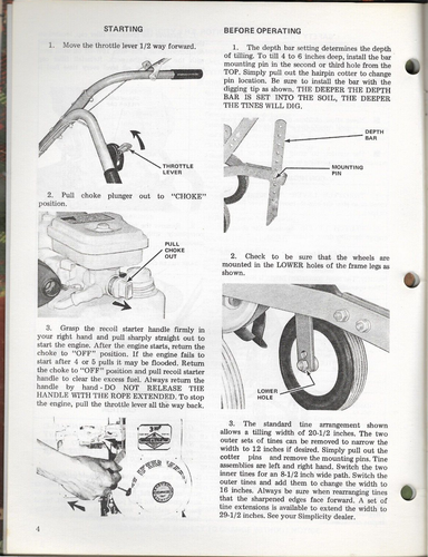 SIMPLICITY ROTICUL ROTARY TILLER 3 HP Model 936 Parts List Owner's Manual - Picture 3 of 3