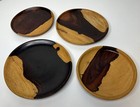 (Lot of 4) Decorative Hand-carved Wooden Plate Set 7” & 8” Small Medium
