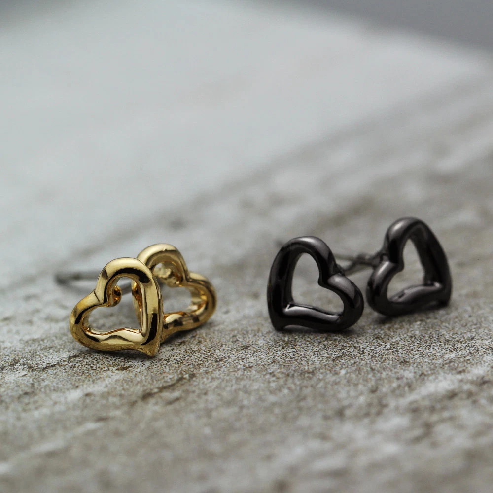 New 18K Gold GP 7mm Cute Love Heart Stud Earrings Girls Women Gift