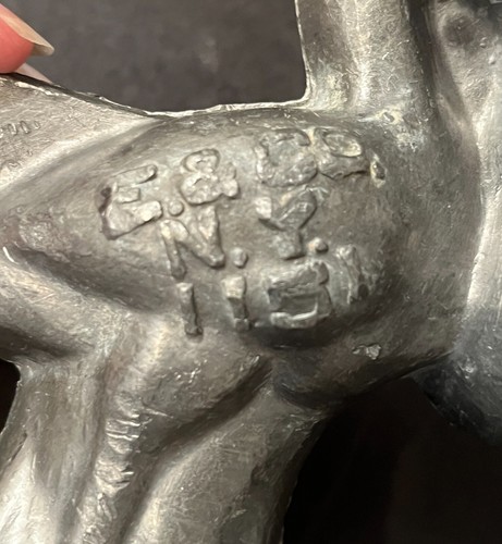 Antique Pewter Baby Stork Ice Cream / Chocolate Mold + Baby Bassinet - Bild 4 von 6