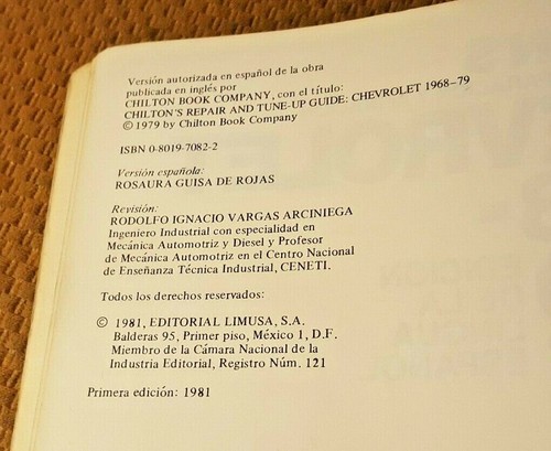 Chilton's Chevrolet 1968-1979 Handbuch Ausgabe der spanischen Sprache Chilton - Bild 5 von 7