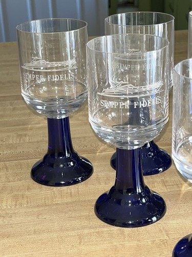 Set of 6 Acrylic Etched SEMPER FIDELIS Wine Glasses Tumblers - US MARINES - Picture 2 of 3