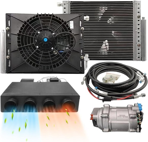 12V Universal A/C Kit Truck Cab Bus Air Conditioner Underdash 4 Vents Heat&Cool - Foto 11 di 11