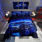 Feelyou Kids Boys Sports Car Comforter Set Queen Size Blue Race Car Comforter...