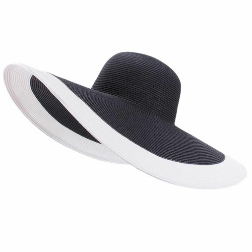 1pz Cappelli Pieghevole Sole Spiaggia 18cm Oversize Paglia Floppy Cappello Donna Moda Headwe - Foto 3 di 22