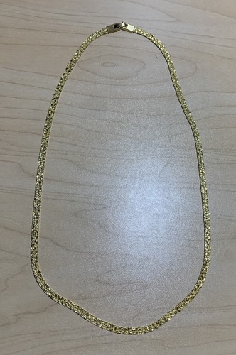 Men’s Vintage 24” Long Yellow Gold Tone Necklace Plated Nugget EUC 1/4” Unisex - Picture 1 of 9