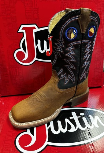 Stivali western Justin Show Stopper marrone pelle di mucca punta quadrata larga -7121 - Foto 7 di 7