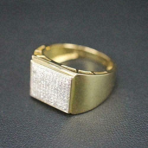2.00 Ct Round Cut Simulated Diamond Cluster Men's Band Ring 14k Yellow Gold Over - Picture 4 of 7