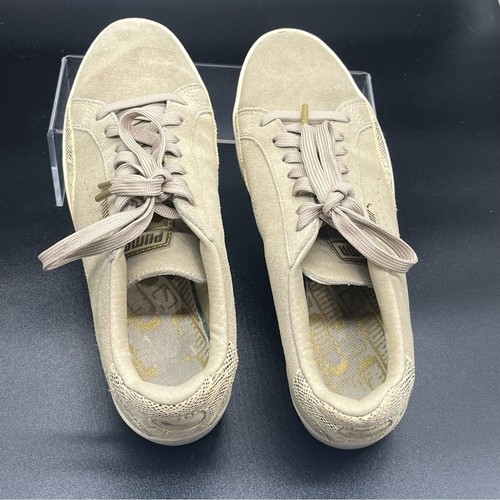 Puma women’s match lo size 8 suede beige snakeskin low top - Picture 5 of 7