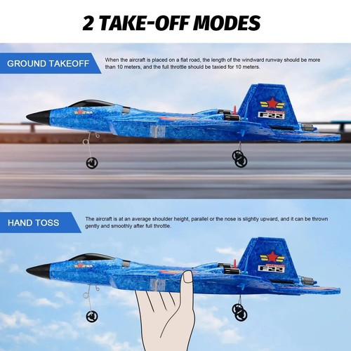 Planeador de control remoto F22 Raptor RC 2.4G 2CH con luces LED juguete para niños - Imagen 4 de 9