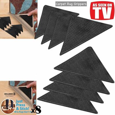 4x Rug Carpet Mat Grippers Non Slip Skid Reusable Washable Grips Hallway Runner