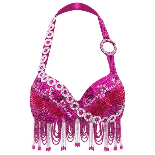 Women Bra Plastic Beads Belly Dance Sparkle Top Sparkly Costume Masquerade - Picture 58 of 80