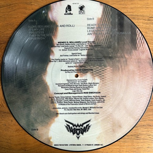 1984 VG+ LP: WOW - WENDY 0. WILLIAMS, MFNP 24 (RARE PICTURE DISC) - Picture 2 of 4