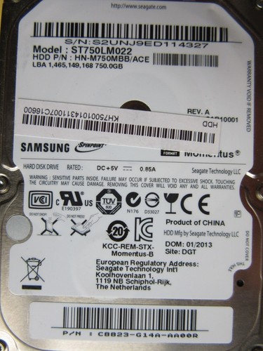 Samsung ST750LM022 HN-M750MBB/ ACE Hard Drive 750GB 2.5" HDD 2AR10001 S2U 2013 - Picture 2 of 7