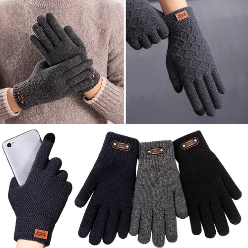 Touch Screen Warm Full Finger Mittens Five Finger Jacquard Knitting Handmade ⭐ ~ - Picture 5 of 18