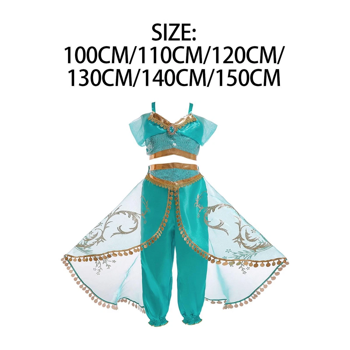 Princess Jasmine Costume for Girls Fancy Dress up Handmade