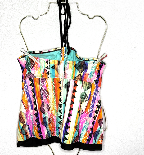 Camiseta de natación Heart & Harmony para mujer multicolor Tankini halter talla grande 1X ¡NUEVA! - Imagen 9 de 9