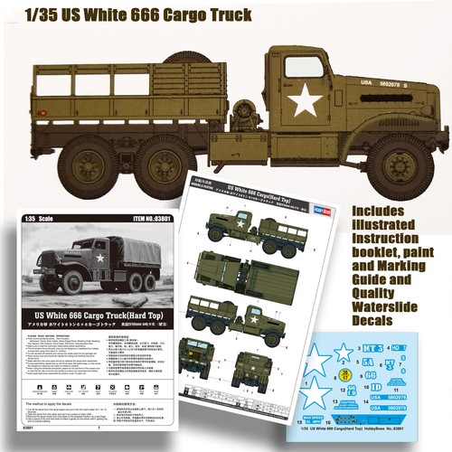 HOBBY BOSS 1/35 US WHITE 666 CARGO TRUCK (HARD TOP) KIT 83801 - Picture 5 of 8