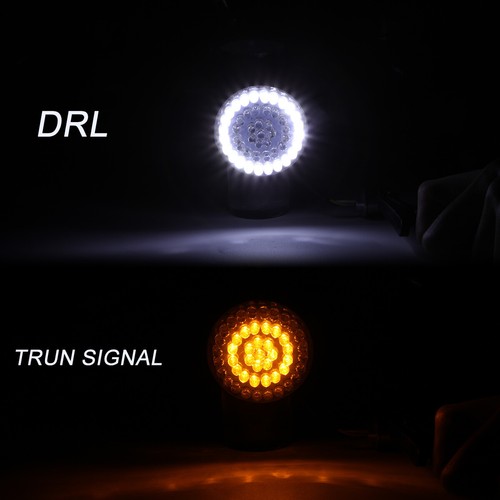 Pair 2" 1157 Dual-Contact LED Turn Signal DRL Lamp For Harley Street Glide FLHX - Foto 2 di 14