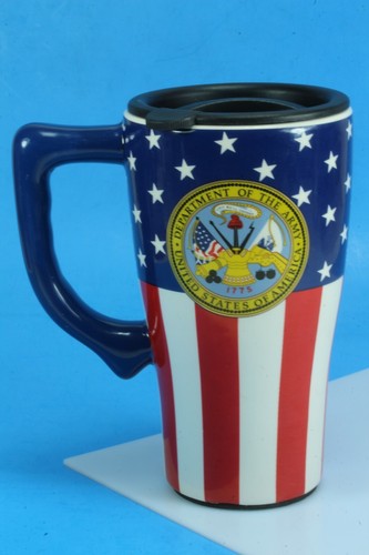 Taza de cerámica con tapa Spoontiques Estados Unidos de América Departamento del Ejército. - Imagen 2 de 7