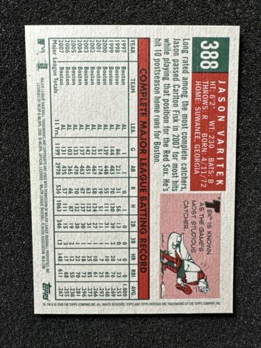 JASON VARITEK #388 2008 Topps Heritage QTY Boston Red Sox - Picture 2 of 2