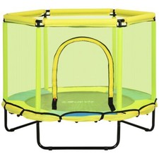 ZONEKIZ 4.6FT Springless Bungee Trampoline with Safety Net - Bright Yellow Fun!