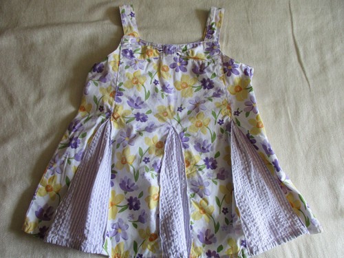 EUC/VGUC 5/6 Gymboree Daffodil Garden Tank/Capri Pants Purple/Yellow Seersucker - Picture 2 of 5
