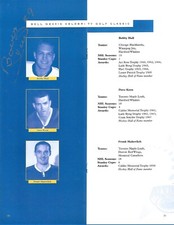 RARE 1990'S BOBBY HULL HOF AUTOGRAPHED BELL CELEBRITY GOLF TOURNAMENT BOOK !!!!!
