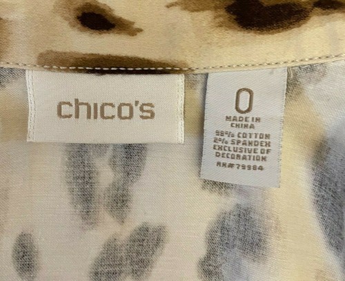 Chico's Womens Cropped Trucker Jacket Sz 0 Brown Denim Animal Print Embellished - Picture 2 of 12