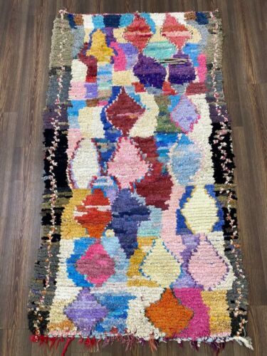 Boucherouite marokkanischer Teppich handgefertigt Vintage 3'7""x7'5"" Berber Patchwork mehrfarbig - Bild 2 von 11