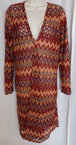 Forever 21 Long Lt Wt Open Cardigan Chevron Print Sweater XS S - Picture 2 of 6