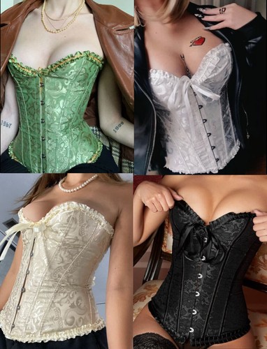 Vollbrust Corsage Korsett Bustier Top Mieder Korsage Corset Grün Gothic Antik - Bild 4 von 9