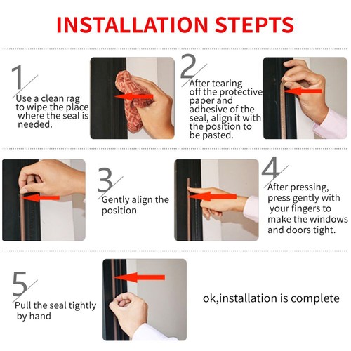 Self-adhesive Draught Excluder Sealing Strip For Door Window Weather Stripping - Picture 3 of 14