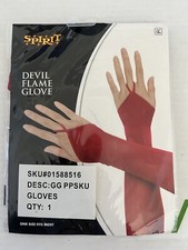 Spirit Halloween One Size fits most Devil flame Fingerless Red Mesh Gloves
