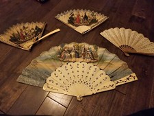 5 Antique and Vintage Hand Fans Ostrich Feathers Filigree Enamel Bone and More
