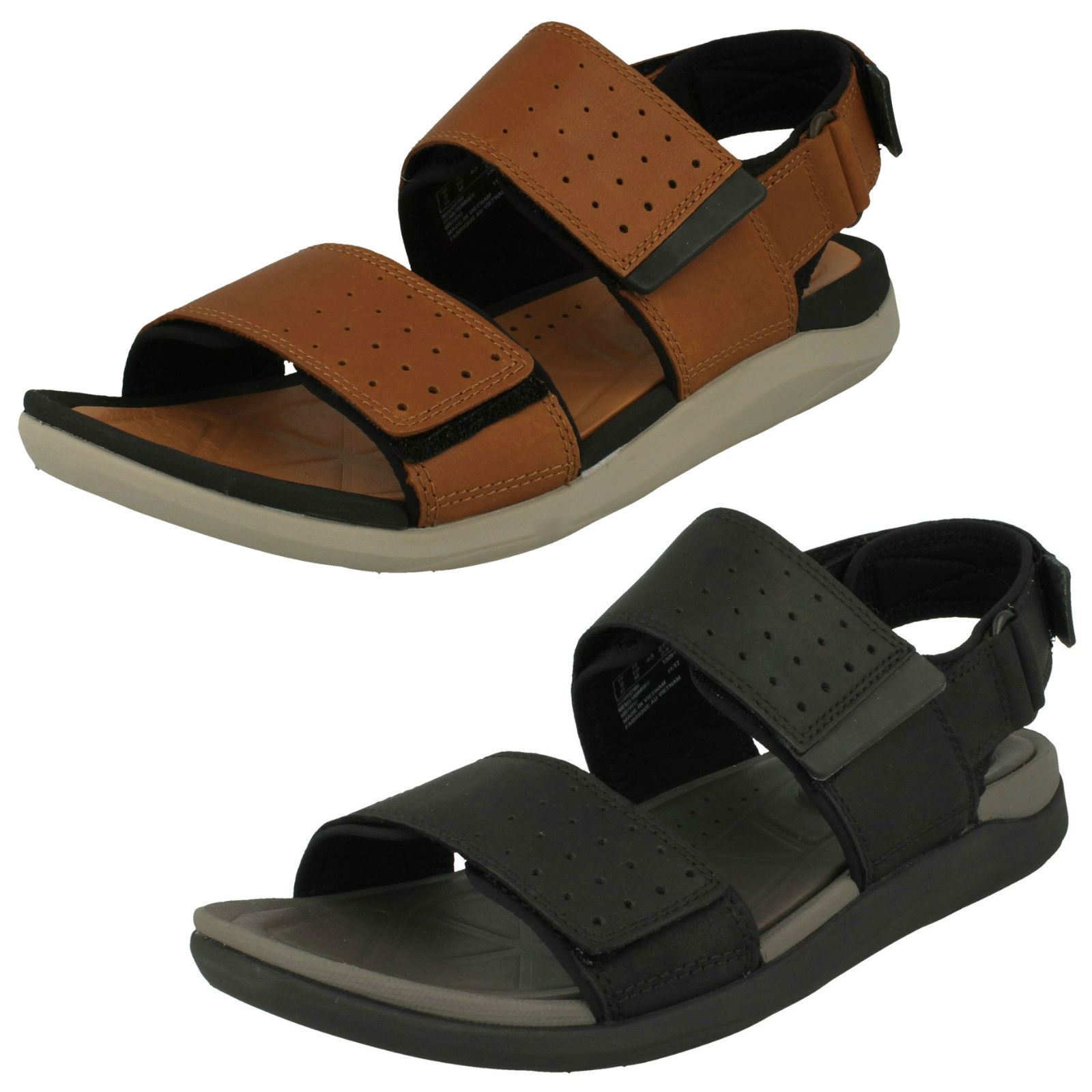 Mens Clarks Lightweight Hook & Loop Leather Strapped Sandals Garratt Active Mens Clarks Lightweight Hook & Loop Leather Strapped Sandals Garratt Active