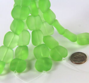 50 6mm Light Green Matte Beads Peridot Frosted Sea Glass Beach T-5B