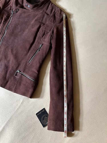 Rem Garson NWT Vintage Brown Suede Motorcycle Jacket, Medium - Bild 10 von 16