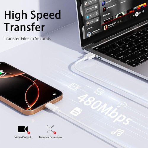 Car Carplay Cable for iPhone 16/15,for Apple 3ft 2Pack USB A to USB C Charging - Picture 3 of 7