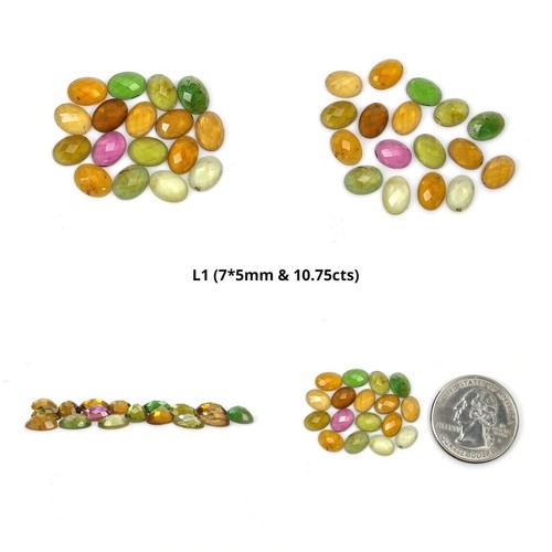 Juego de piedras preciosas naturales sin tratar multicolor corte ovalado en forma de pera de piedra preciosa turmalina - Imagen 2 de 4