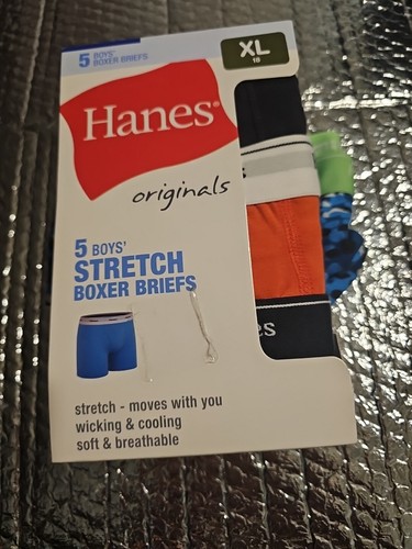 NWT Hanes Originals 5 Pack Boys Stretch Boxer Briefs Multi Solid Size xl 18 - Picture 1 of 8