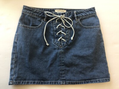 PACSUN Denim Skirt, On Trend Lace Up Fly, Size 27 100% Cotton | eBay