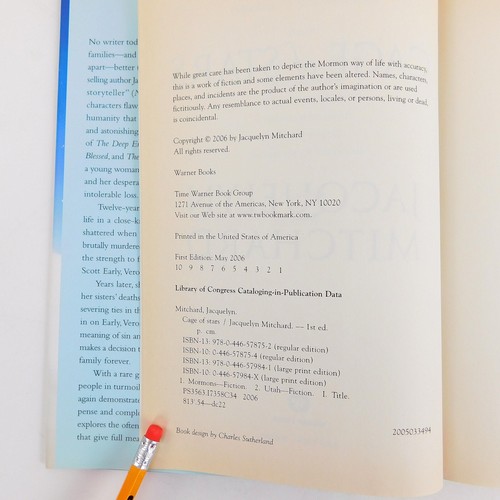 Lot 2 Jacquelyn Mitchard books, Theory of Relativity, Cage of Stars, 1st/1st HC - Picture 8 of 10