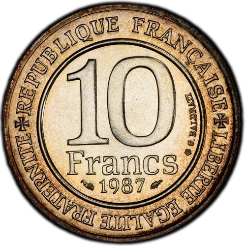 SP68 1987 France Silver 10 Francs, PCGS Trueview- Nicely Toned Top Pop! - Picture 6 of 6