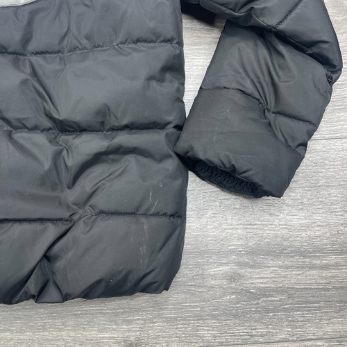 Nike Puffer Jacket Youth 7 Black White Quilted Swoosh Fleece Lined Full Zip Cozy - Picture 10 of 14