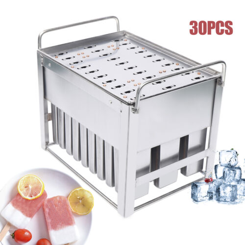 30pcs Mold Cup Ice Cream Stainless Steel Molds Pop Lolly Popsicle Stick Holder - Picture 16 of 17