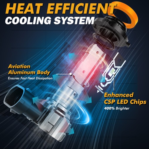 AUXBEAM H11 H16 H8 LED Fog Driving Light 6000K Super Bright Bulb DRL Super White - Picture 8 of 12